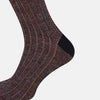 View 4 of product Burgundy Ribbed Cotton-Linen Mid-Length Socks 13