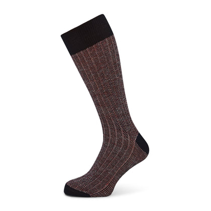 Burgundy Ribbed Cotton-Linen Mid-Length Socks Image 4