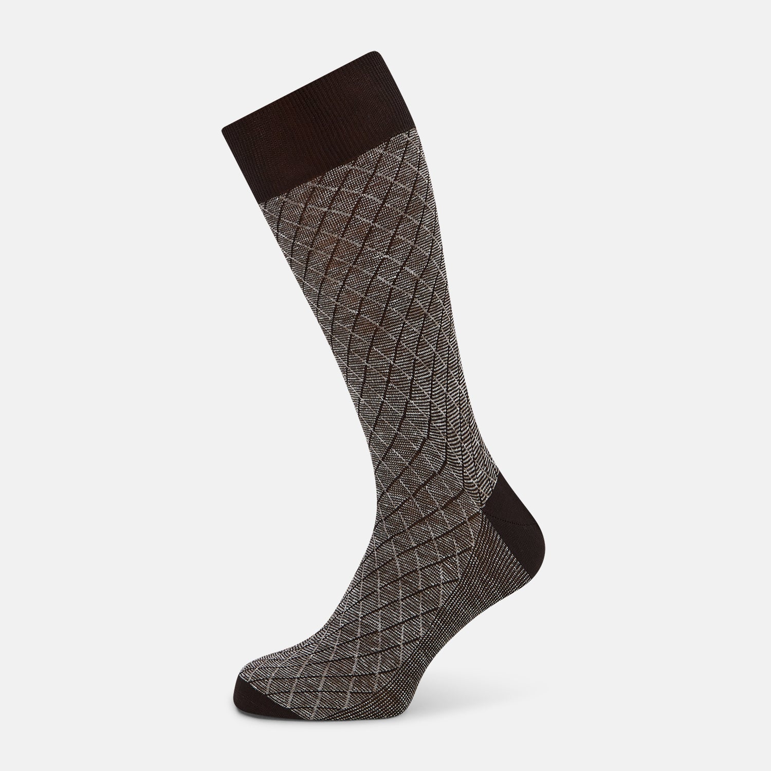 View 1 of product Pine Cone Harlequin Cotton-Linen Mid-Length Socks 13