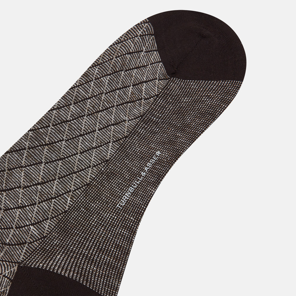 Pine Cone Harlequin Cotton-Linen Mid-Length Socks 13