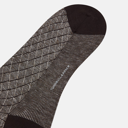 Pine Cone Harlequin Cotton-Linen Mid-Length Socks Image 2