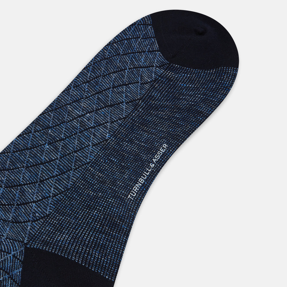 Denim Harlequin Cotton-Linen Mid-Length Socks 12
