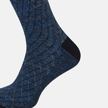 Denim Harlequin Cotton-Linen Mid-Length Socks Image 3