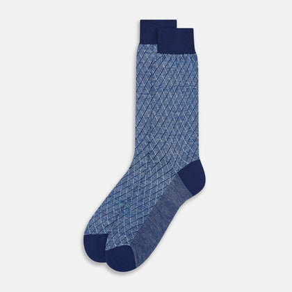 Azzurro Harlequin Cotton-Linen Mid-Length Socks Image 1