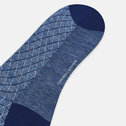 Azzurro Harlequin Cotton-Linen Mid-Length Socks Image 2