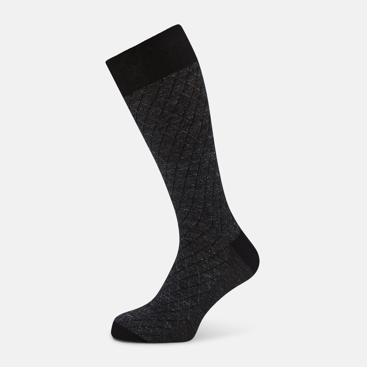 View 1 of product Charcoal Harlequin Cotton-Linen Mid-Length Socks 11+