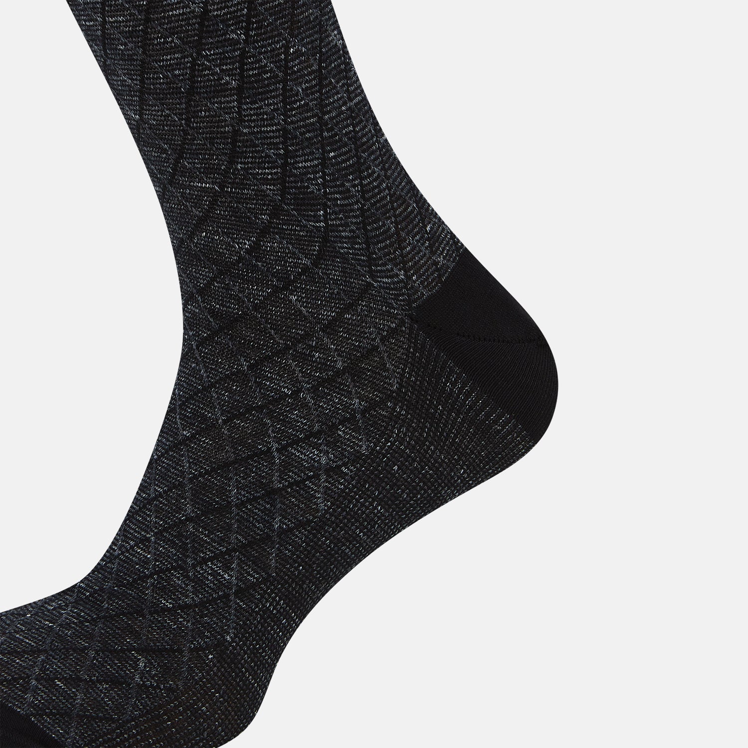 View 4 of product Charcoal Harlequin Cotton-Linen Mid-Length Socks 11+