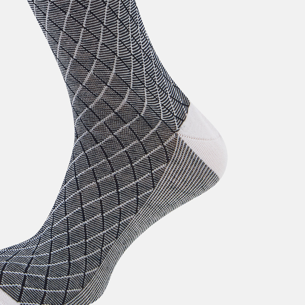 Light Pink Harlequin Cotton-Linen Mid-Length Socks 12