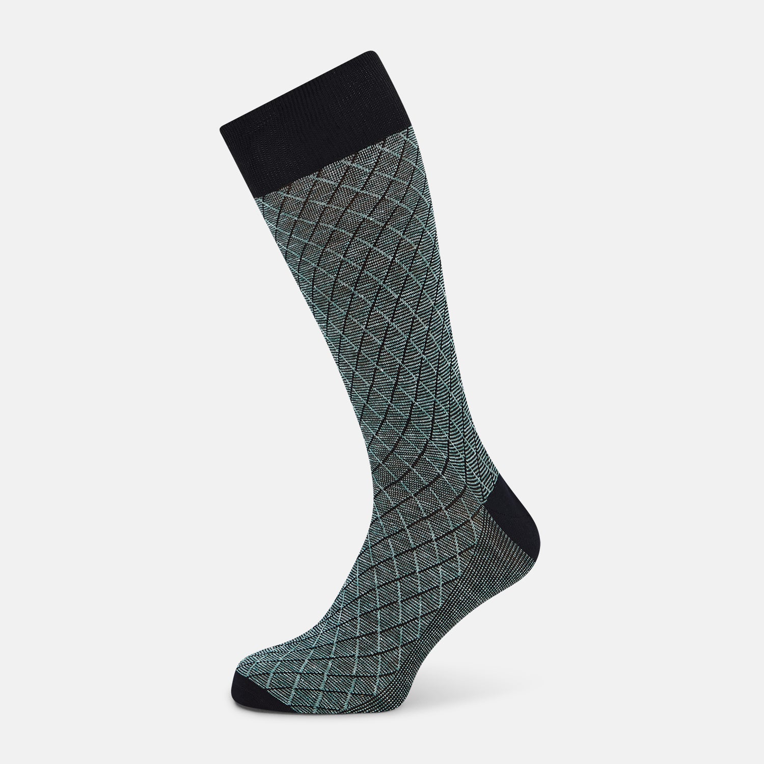 View 1 of product Sage Harlequin Cotton-Linen Mid-Length Socks 12