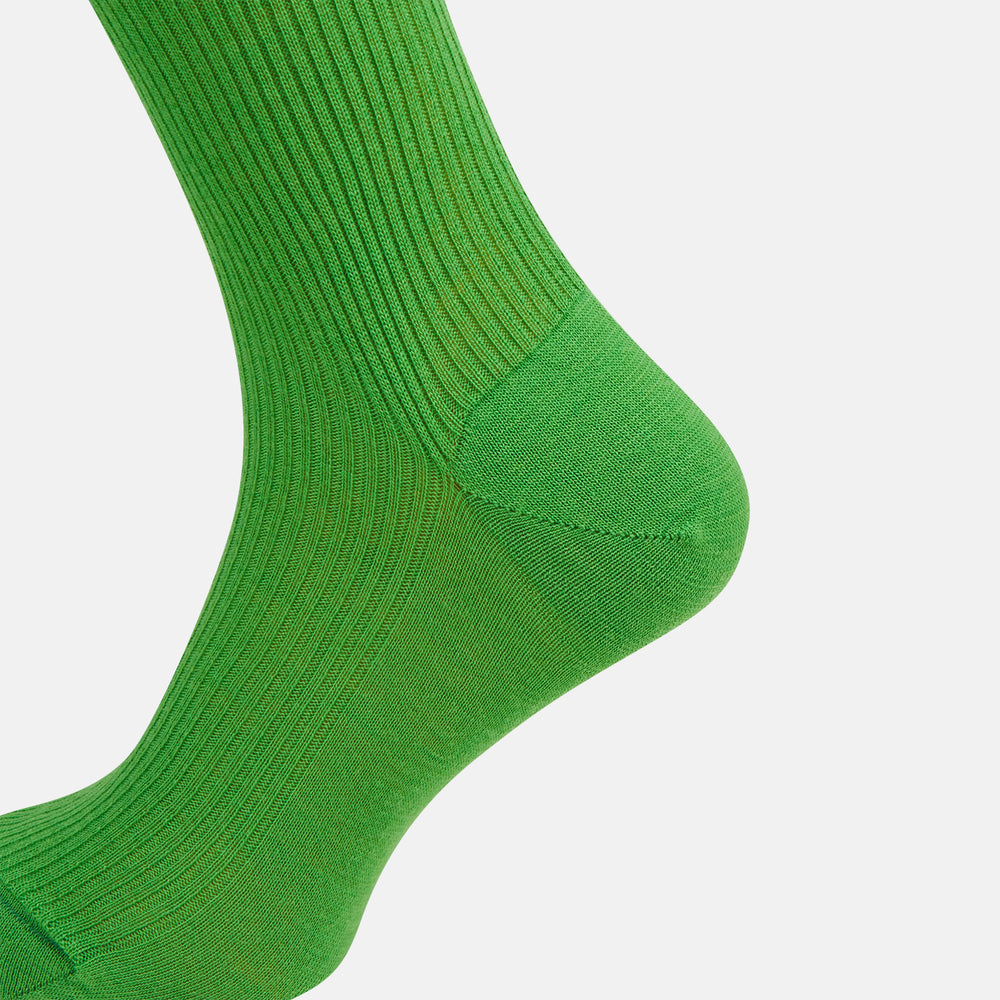 slim fit dress slacks Turnbull & Asser Bright Green Mid-Length Merino Socks