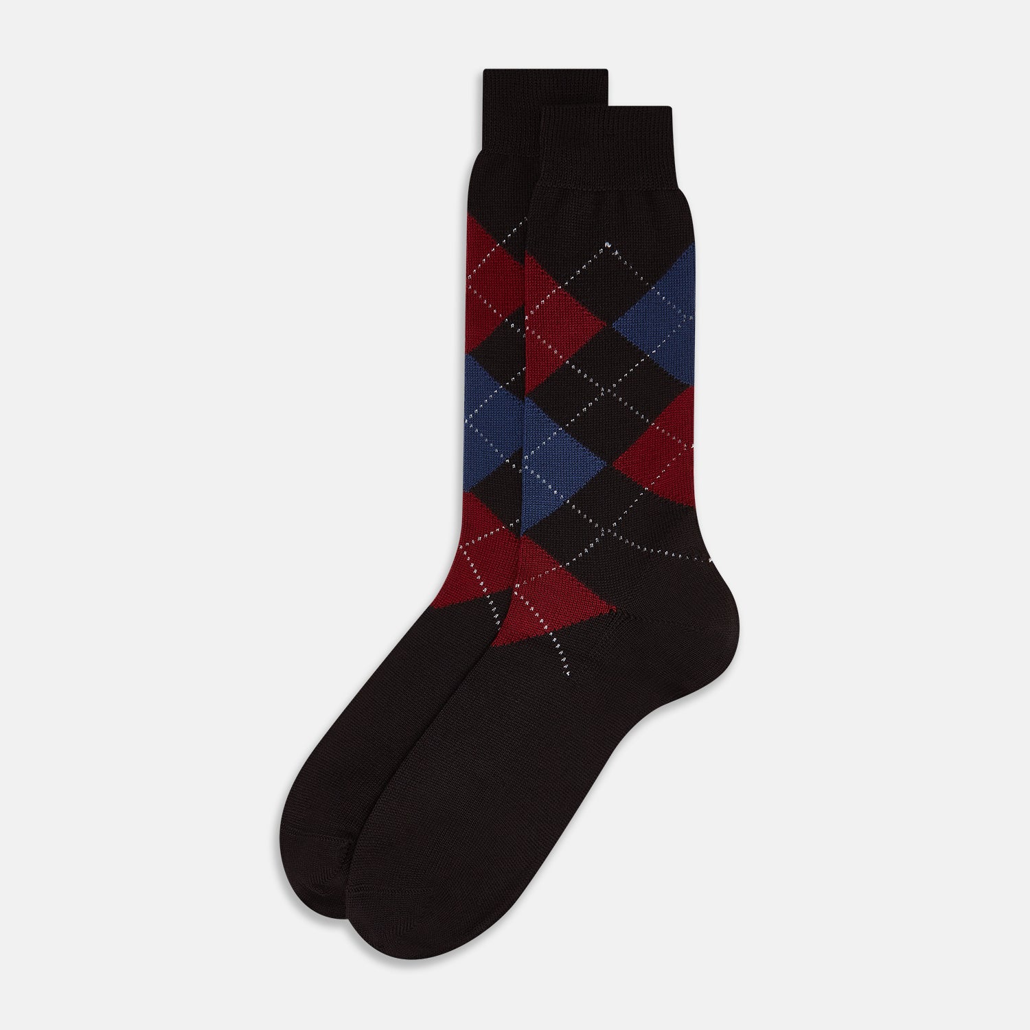 Image 2 of product Coffee Check Wool Mid-Length Socks 13