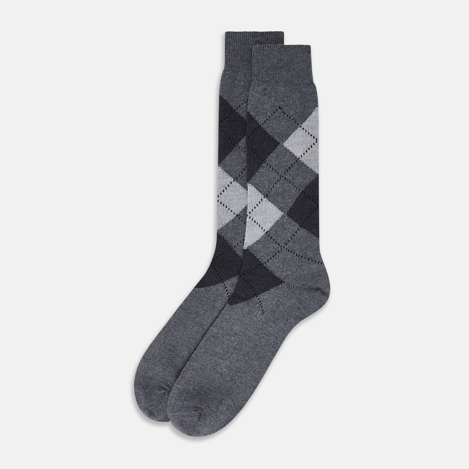 View 2 of product Grey Check Wool Mid-Length Socks 13