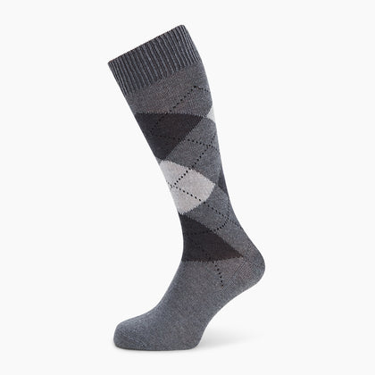 Grey Check Wool Mid-Length Socks Image 4