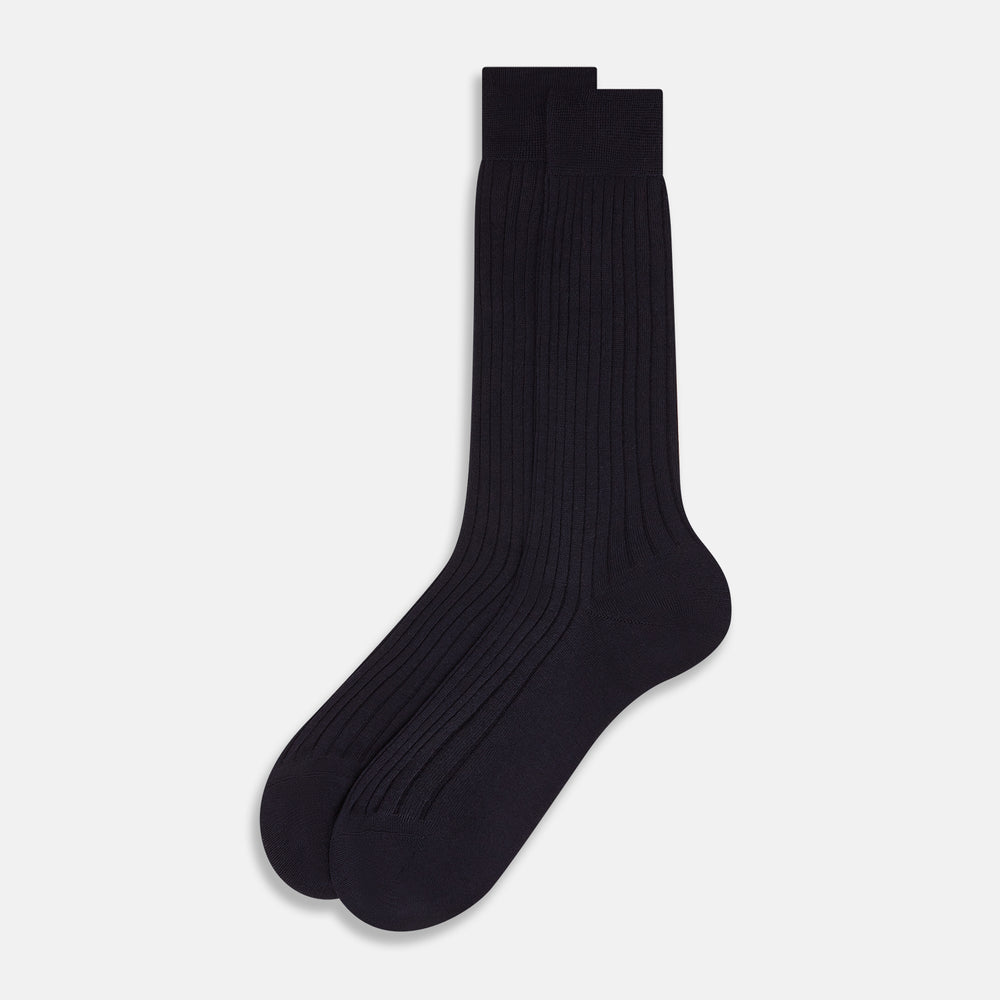 Navy Wool Mid-Length Socks 12