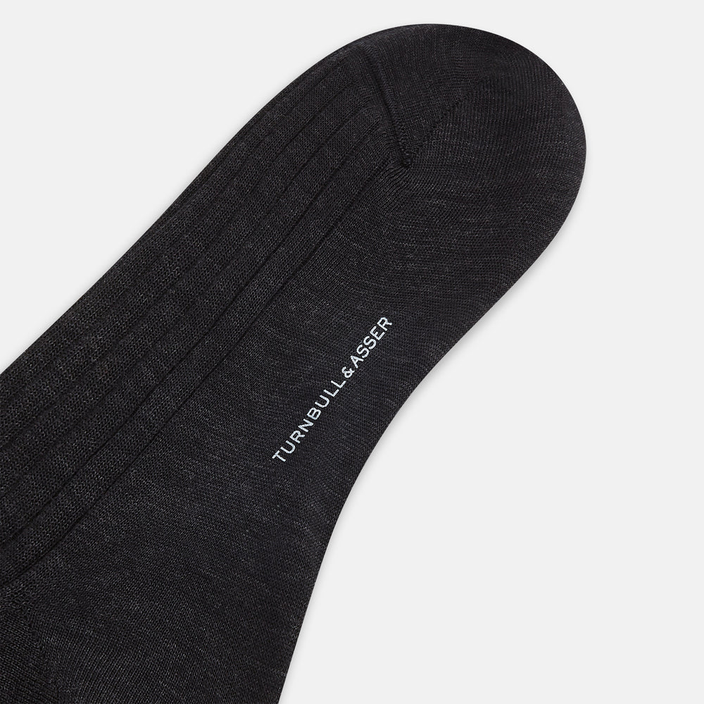 Charcoal Wool Mid-Length Socks 12