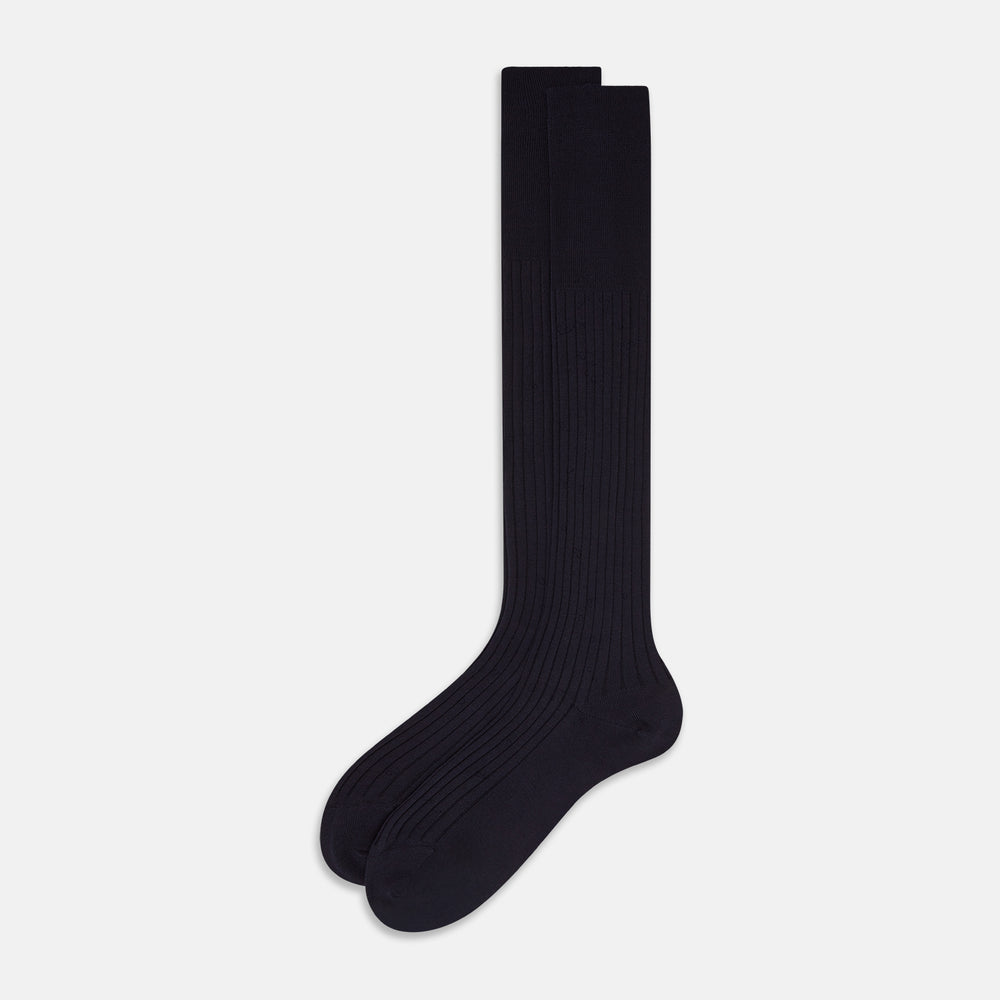 Navy Wool Long Socks 12
