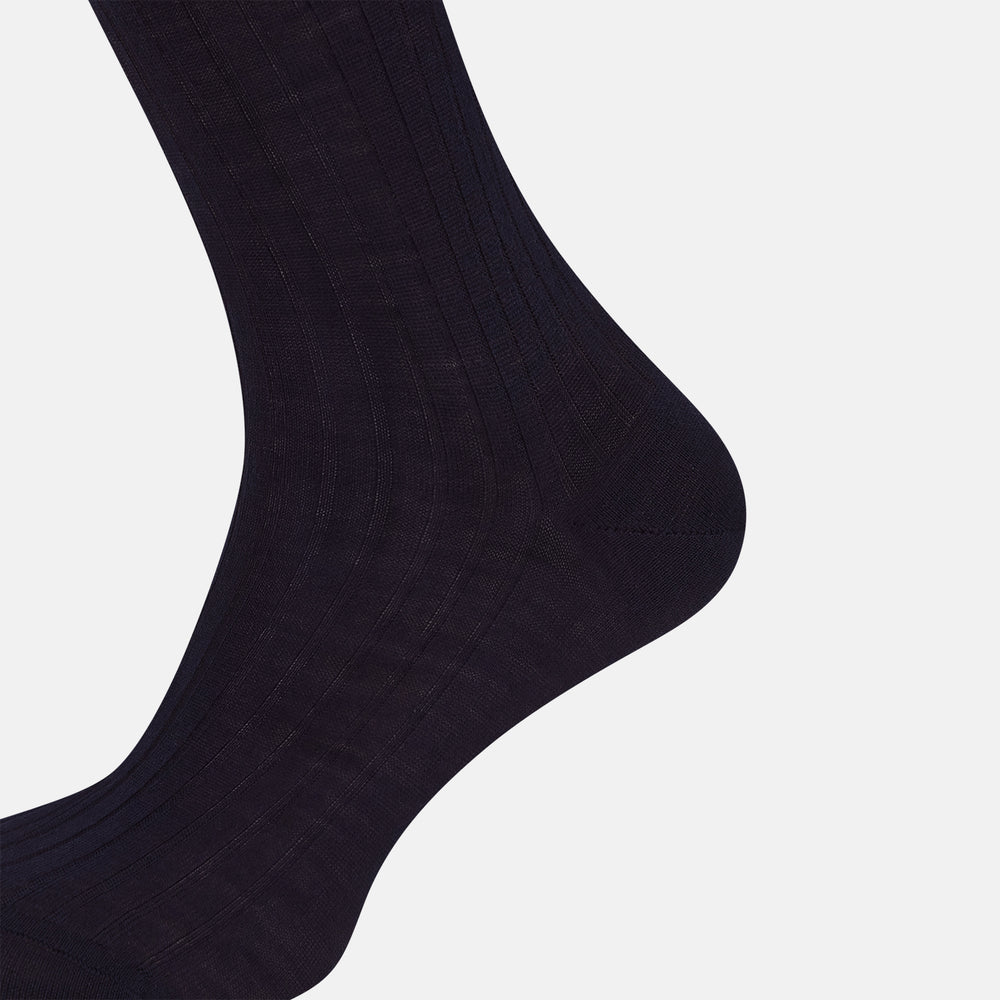 Navy Wool Long Socks 12