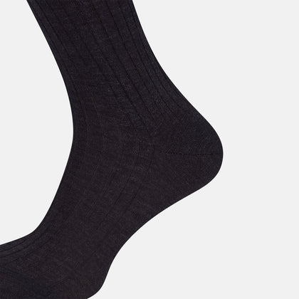 Charcoal Long Wool Socks Image 3