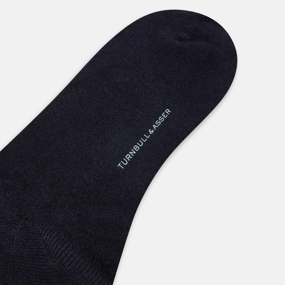 Navy Cashmere Long Socks 13