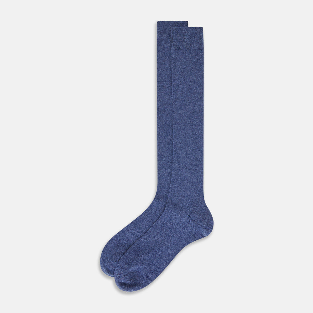Azzurro Melange Cashmere Long Socks 13