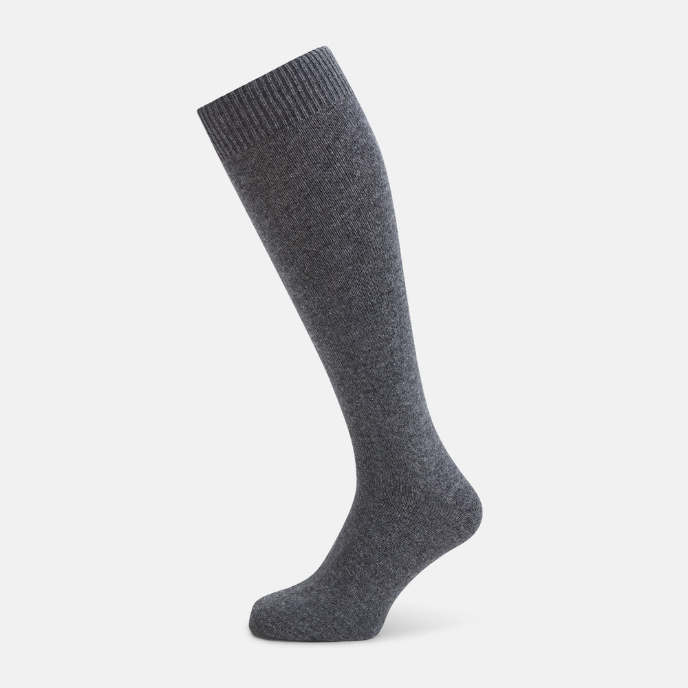 Steel Melange Cashmere Long Socks 13