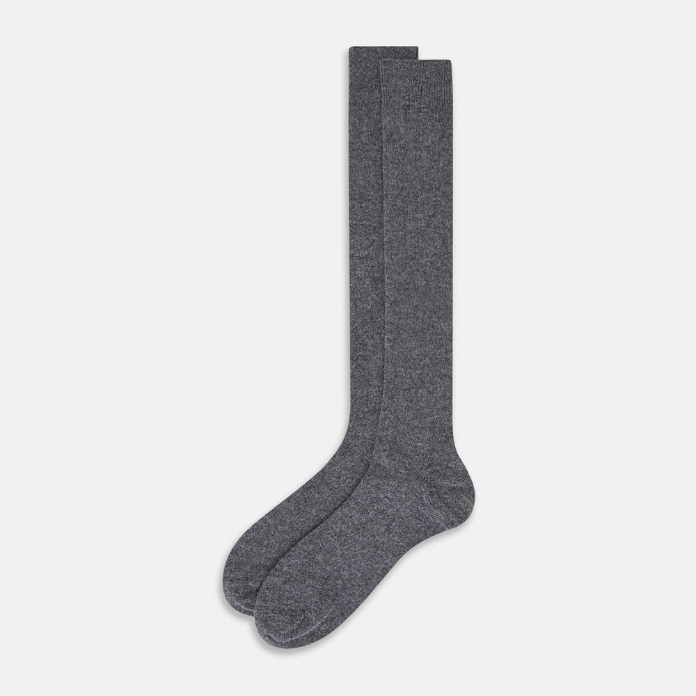 Steel Melange Cashmere Long Socks 13