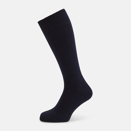 Navy Cashmere Mid-length Socks