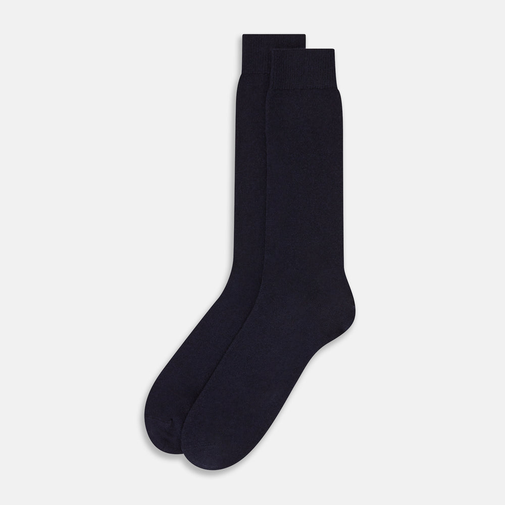 Navy Cashmere Mid-length Socks OS
