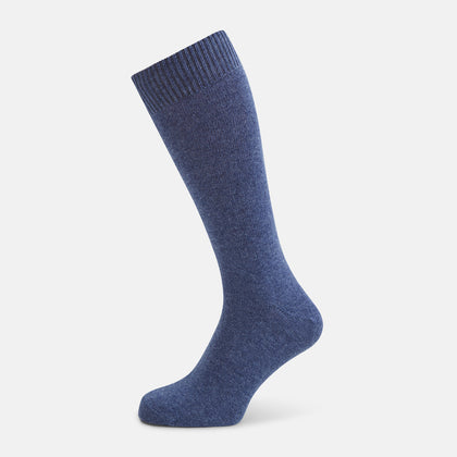 Azzurro Melange Cashmere Mid-length Socks