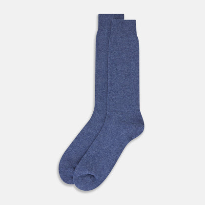 Azzurro Melange Cashmere Mid-length Socks