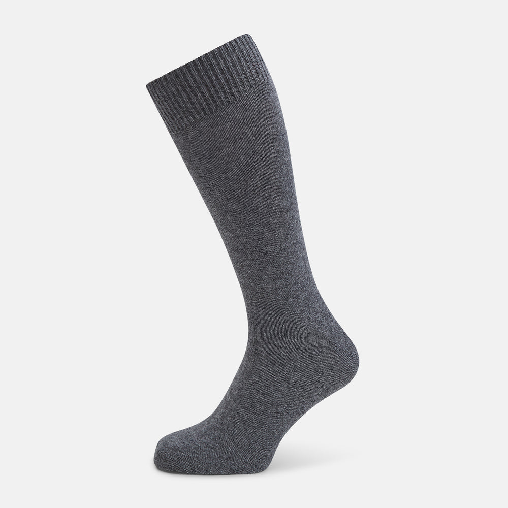 Steel Melange Cashmere Mid-length Socks OS