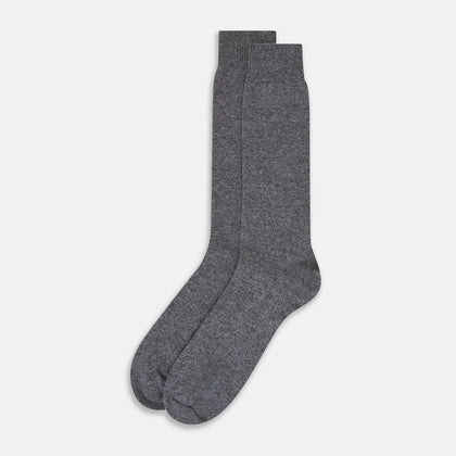 Steel Melange Cashmere Mid-length Socks