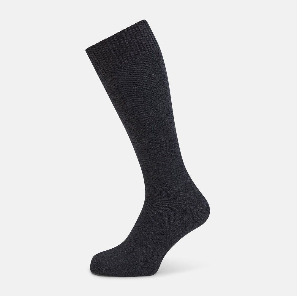 Charcoal Melange Cashmere Mid-length Socks OS