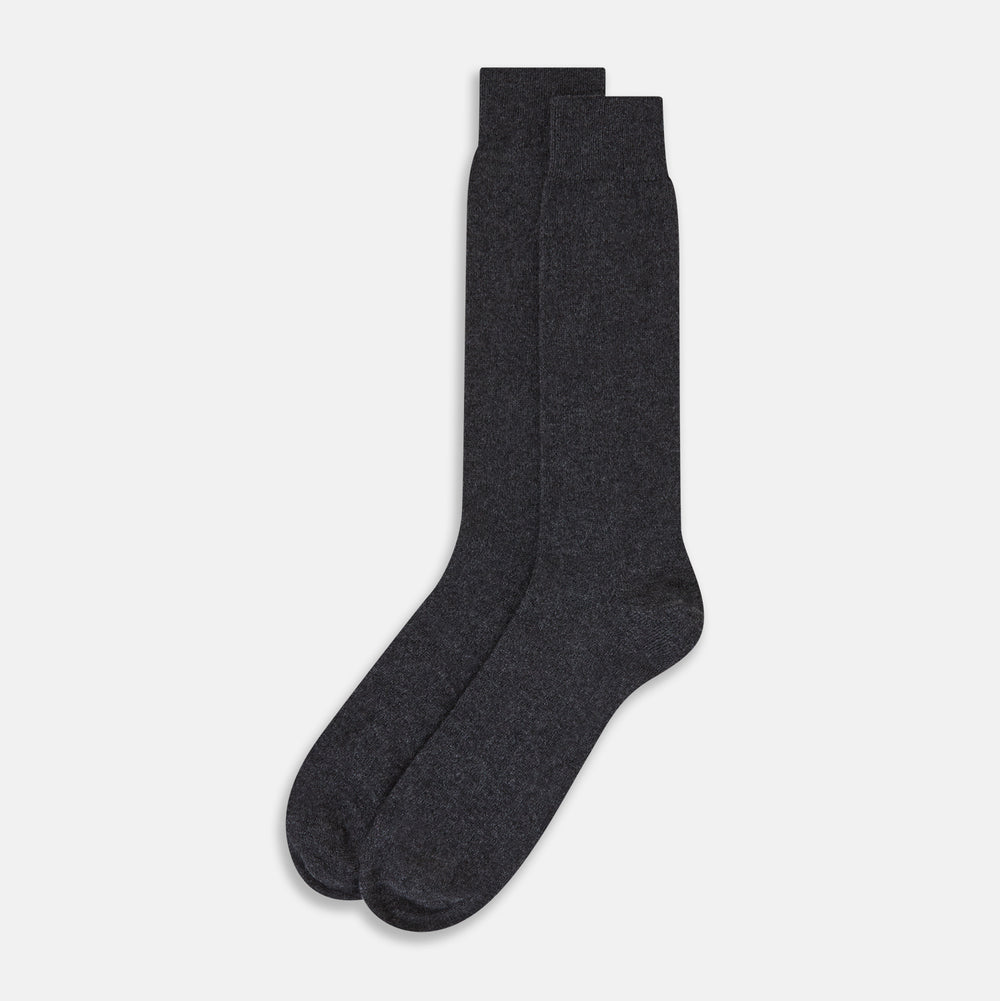 Charcoal Melange Cashmere Mid-length Socks OS