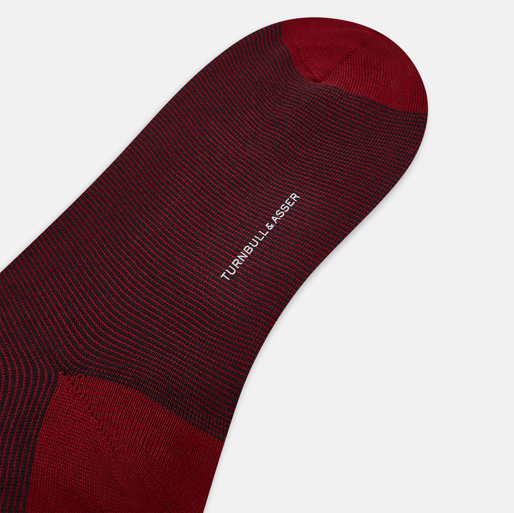 Burgundy & Red Stripe Wool Long Socks 13