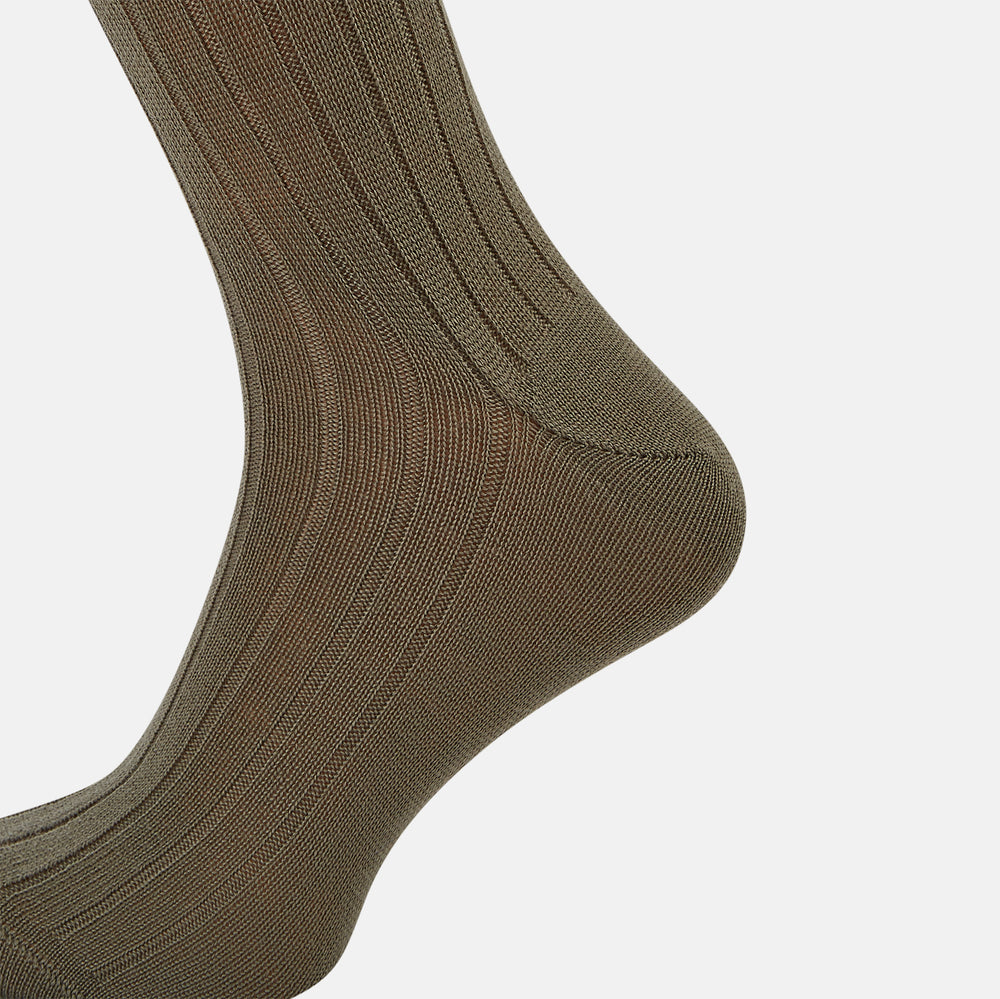 Sage Ribbed Wool Long Socks 13