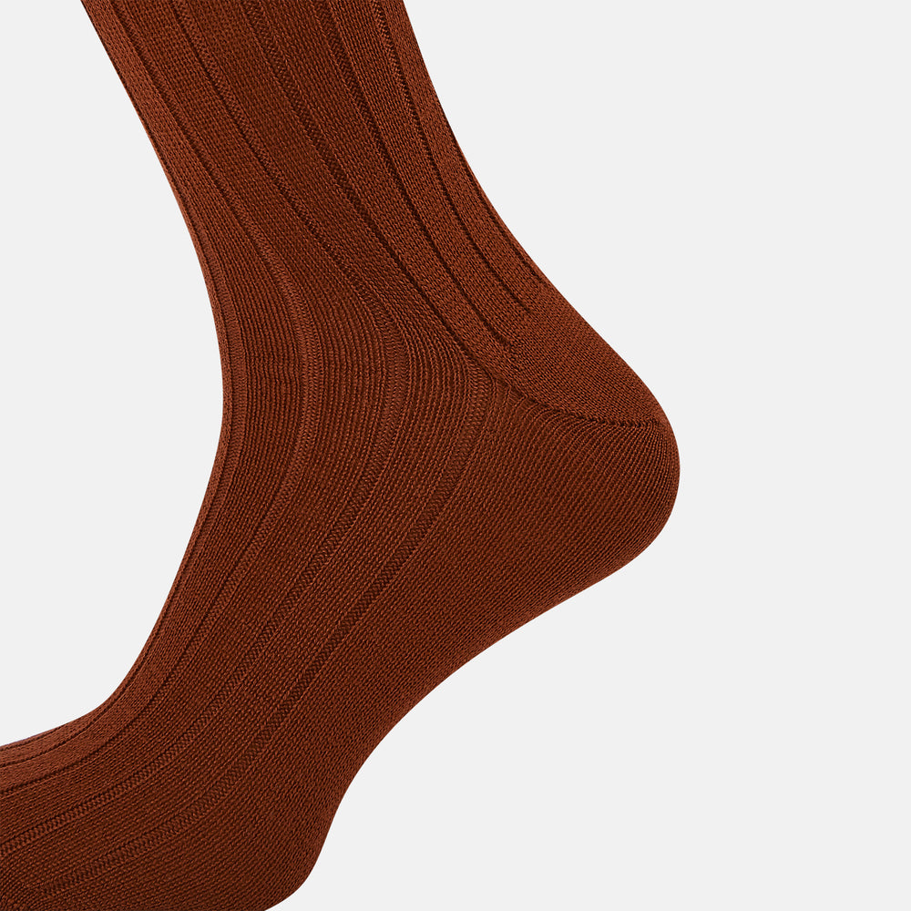 Rust Ribbed Wool Long Socks 13