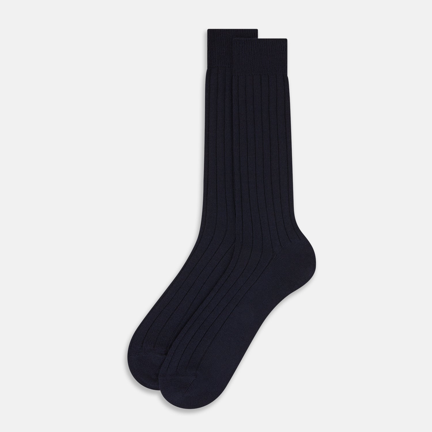 Image 2 of product Navy Ribbed Wool Mid-length Socks 13