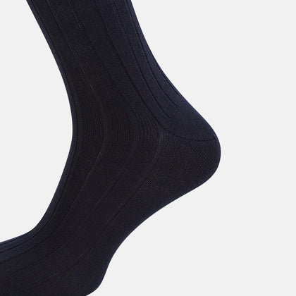 SOCKS WOOL RIB SHORT NAVY Image 3