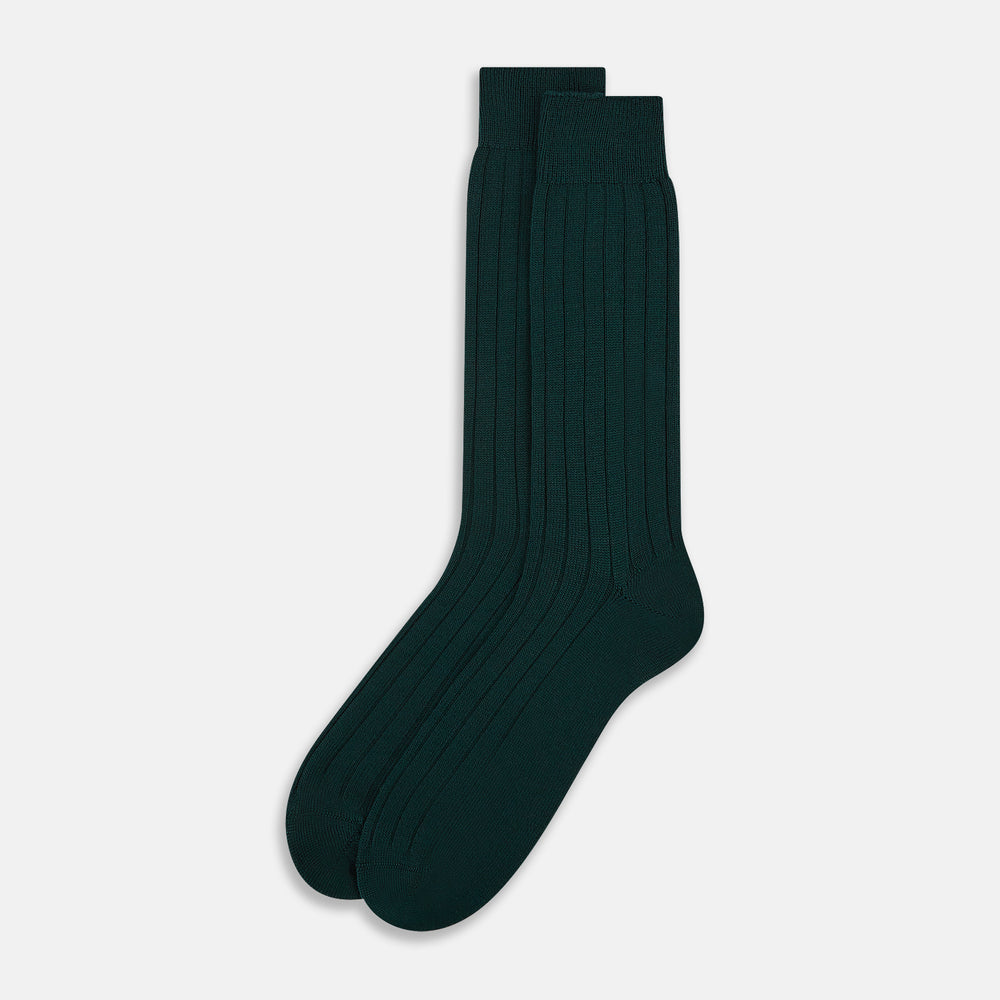 Forest Green Wool Mid-length Socks 13