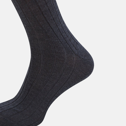 SOCKS WOOL RIB SHORT CHARCOAL Image 3