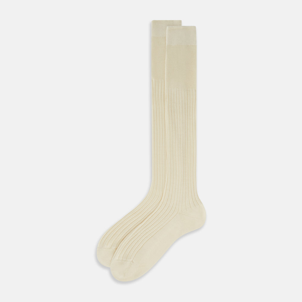Ivory Cashmere Silk Long Socks 11