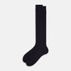 View 2 of product Navy Ribbed Cashmere Silk Long Socks 13
