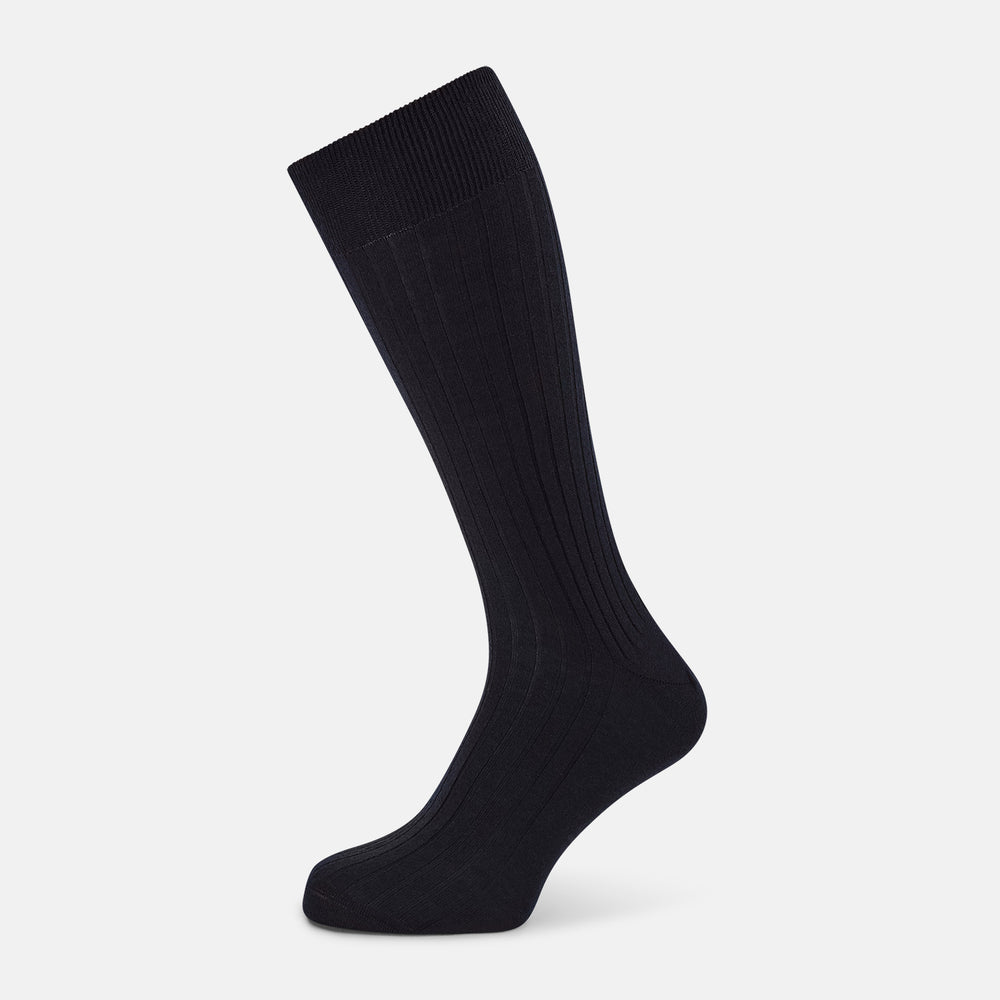 Navy Cashmere Silk Mid-length Socks 13