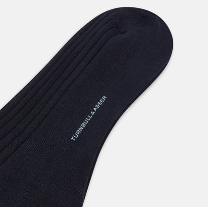 Navy Cashmere Silk Mid-length Socks Image 2