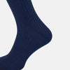 View 4 of product Avio Blue Cashmere Silk Mid-length Socks 13