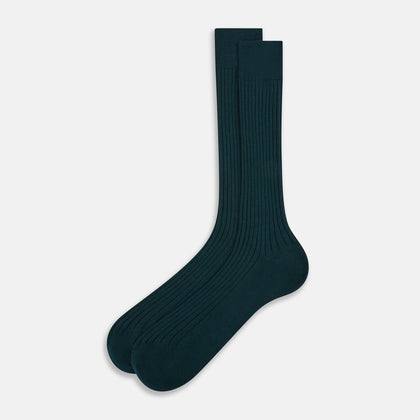 Forest Green Cashmere Silk Mid-length Socks