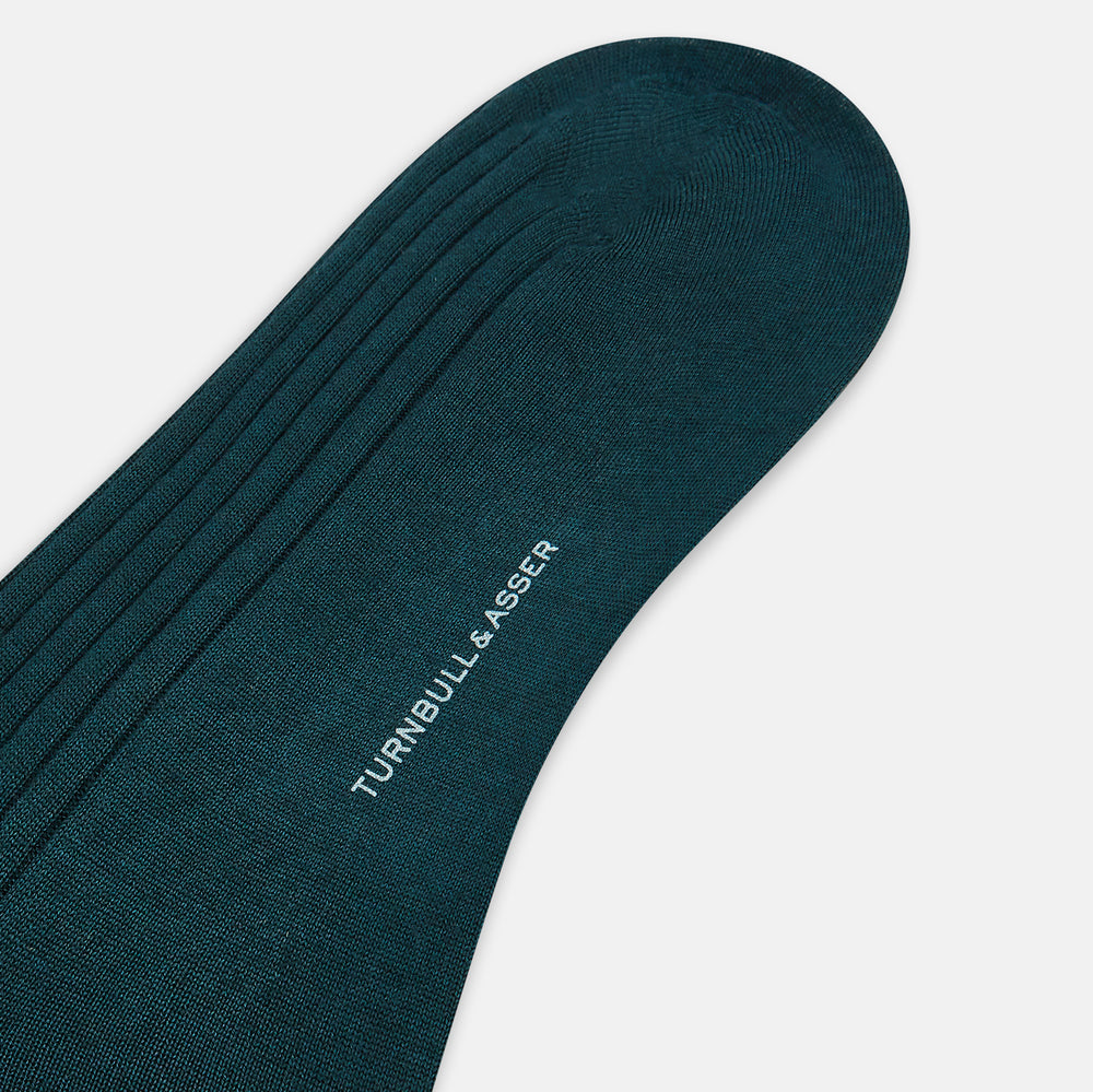 Forest Green Cashmere Silk Mid-length Socks 13