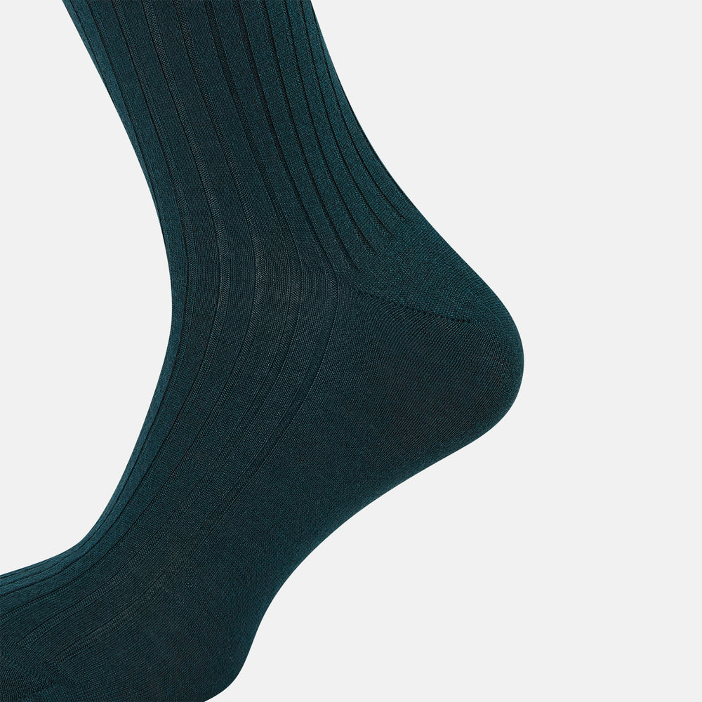Forest Green Cashmere Silk Mid-length Socks 13