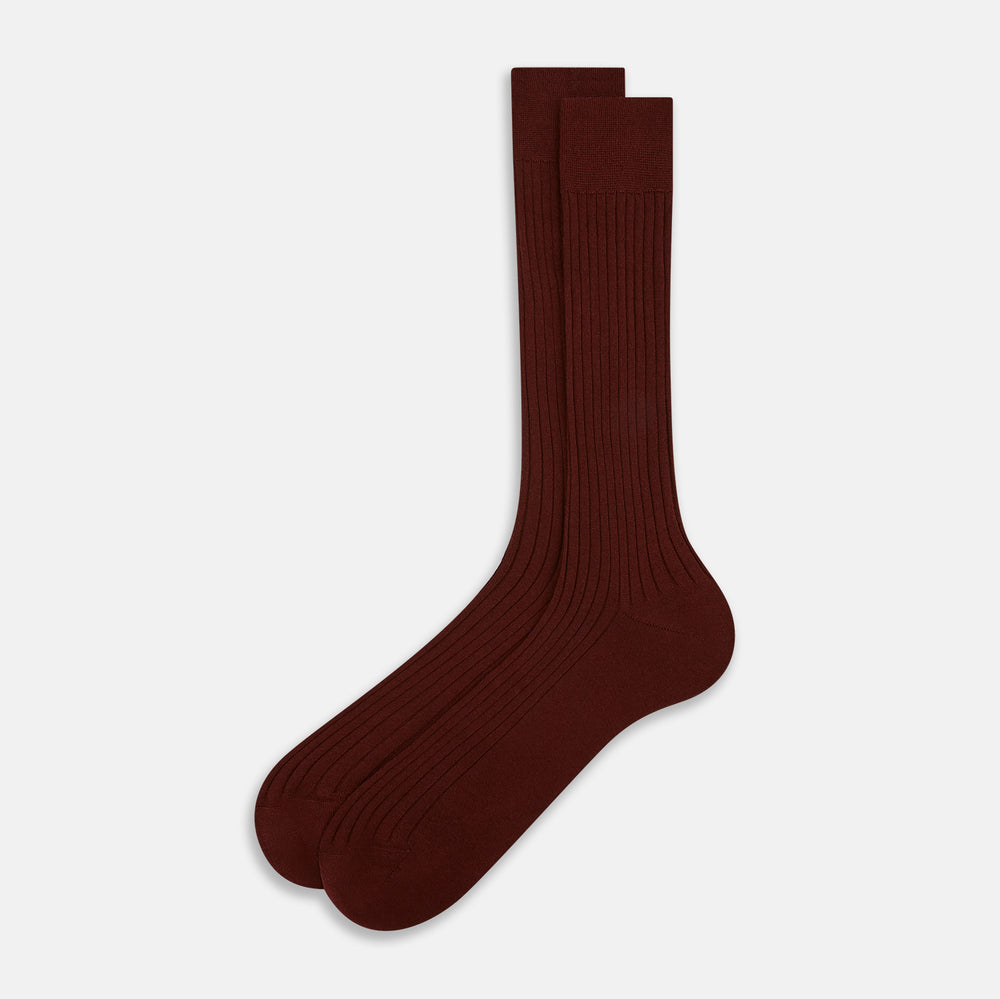 Burgundy Cashmere Silk Mid-length Socks 13